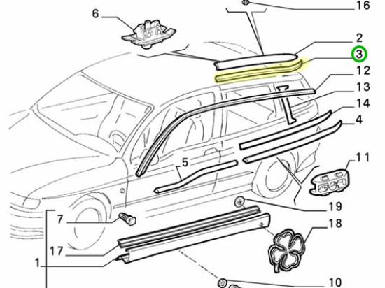 60583493 Afdeklijst boven achterraam links