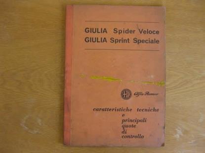 WPH1132 Werkplaatshandboek technische specificatie(s) Giulia Spider Veloce Sprint Speciale (publicatie 11/1965 Italiaans)