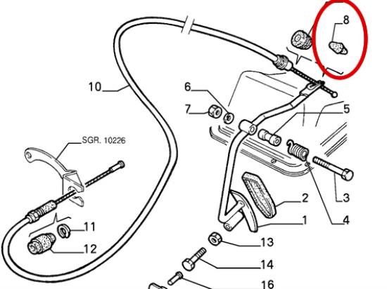 60503013 Rubbertje gaskabel Alfa Romeo RZ SZ 145 146 33 75 Spider 105