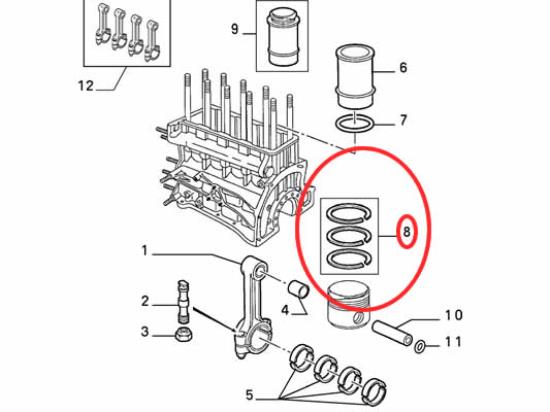 60777532 Zuigerverenset (4 zuigers) Alfa 155 164 75 Spider 1.8 2.0