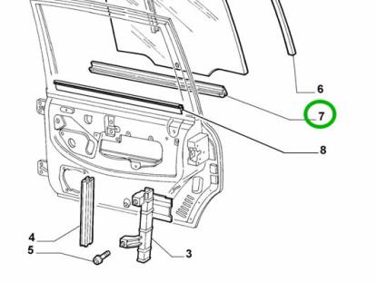 51758062 Raamrubber achterdeur links
