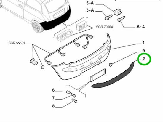 735345457 Sierstrip achterbumper Lancia Ypsilon (Parkeersensoren)
