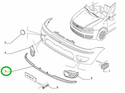 735360117 Sierstrip voorbumper Fiat Punto