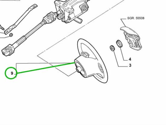 735351291 Stuurwiel Lancia Lybra  - Stuurbediening zwart kunststof