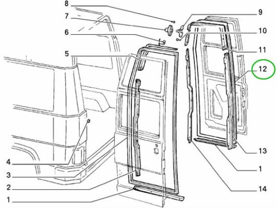 7536029 Achterdeur profielrubber rechterzijde