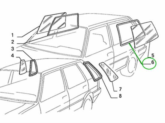 7609071 Raamrubber achter links