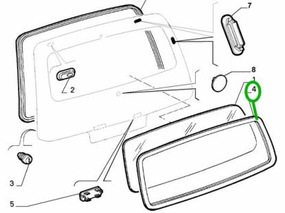 7697408 Raamrubber achterruit