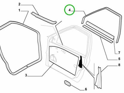7793423 Raamrubber voordeur links