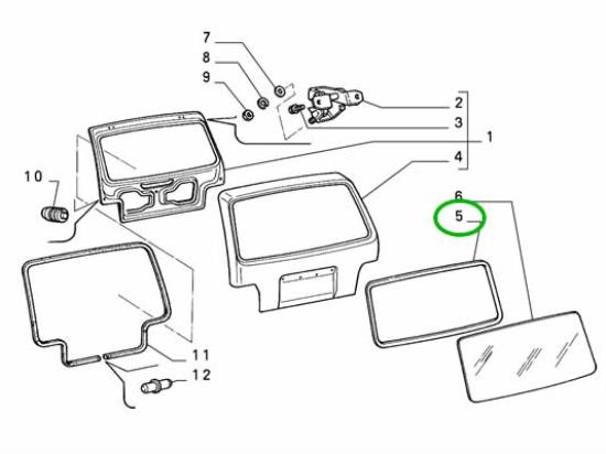 7636050 Deurrubber achterklep Fiat Mille Uno