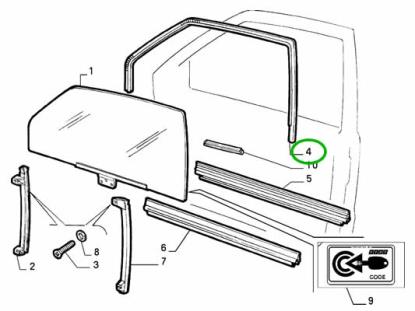 7640408 Raamrubber rechtsvoor