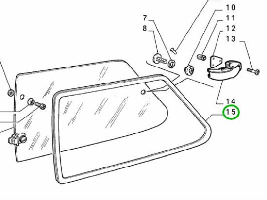 7727197 Raamrubber zijruit rechts Fiat Uno