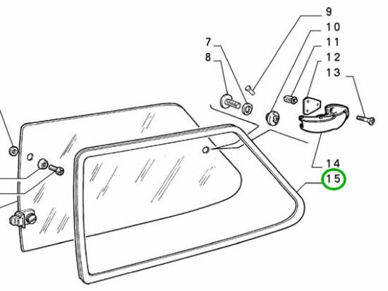 7727198 Raamrubber zijruit links Fiat Uno