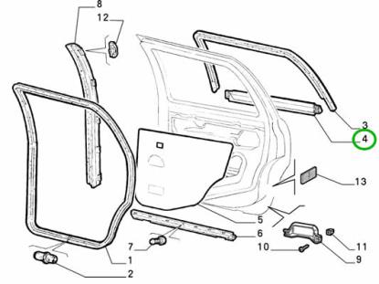 7738649 Raamlijst achterdeur rechts