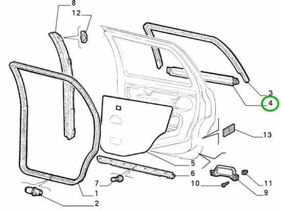 7738649 Raamlijst achterdeur rechts