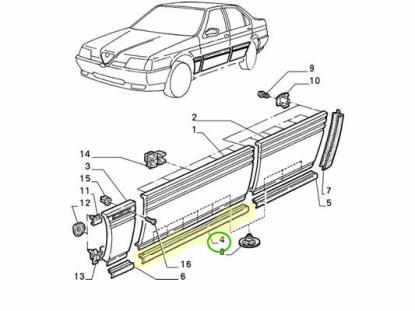60568068 Rubber strip onderzijde sierpaneel achterdeur links