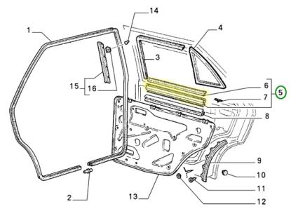 7642626 Raamlijst achterdeur rechts