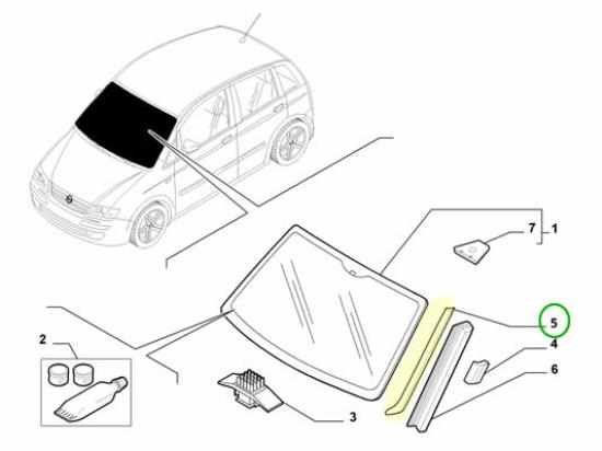 735365529 Voorruit profielrubber linkerzijde