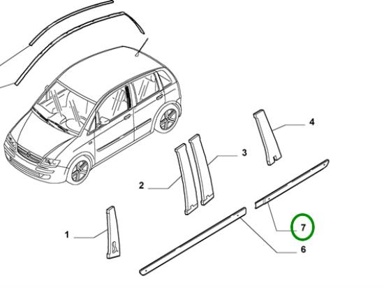 735365679 Stootstrip achterdeur rechts