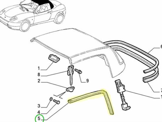 47300162 Aansluit rubber tussen hardtop en raam links