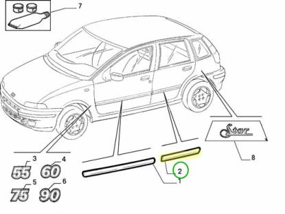 710919080 Stootstrip achterdeur rechts