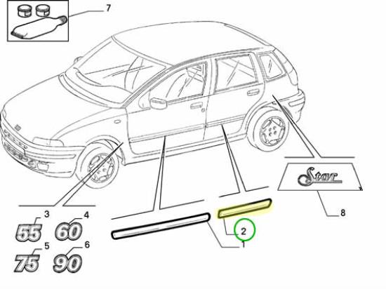710919080 Stootstrip achterdeur rechts