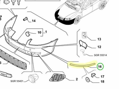 71748455 Stootstrip voorbumper rechts
