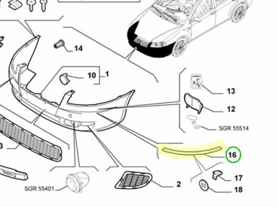 71748455 Stootstrip voorbumper rechts