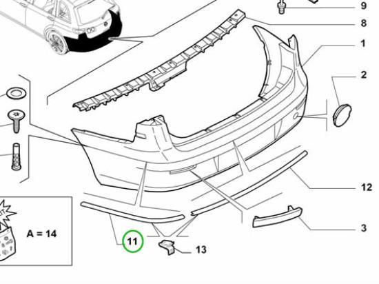 71748458 Stootstrip achterbumper links