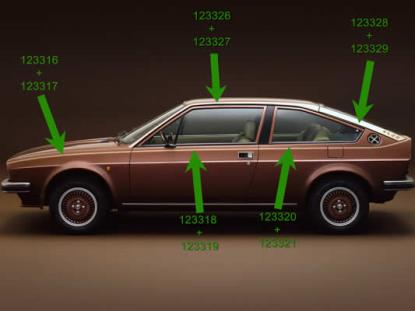 123316S Sticker set compleet goudkleurig Alfa Romeo Sud Sprint Plus
