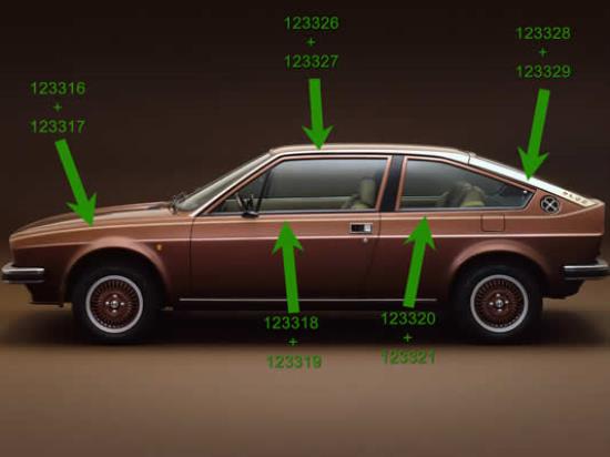123316S Sticker set compleet goudkleurig Alfa Romeo Sud Sprint Plus