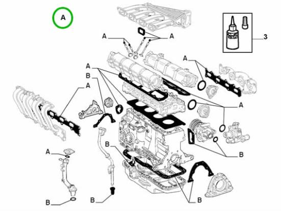 71718142 Motorpakkingset inclusief koppakking 1.6 16v
