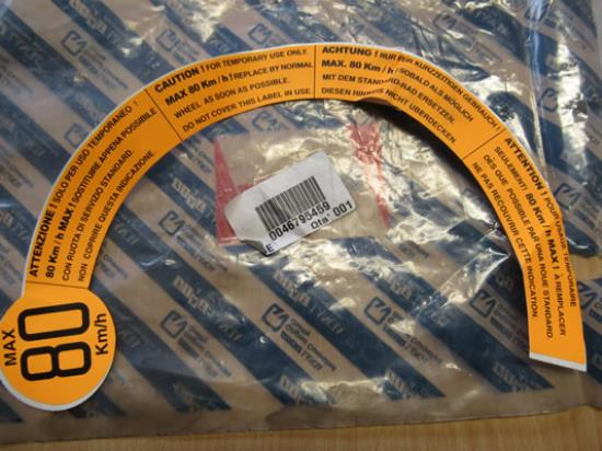 46795459 Waarschuwingssticker reservewiel