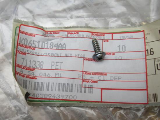 6510184AA Schroef hexagon M4x1.46x12