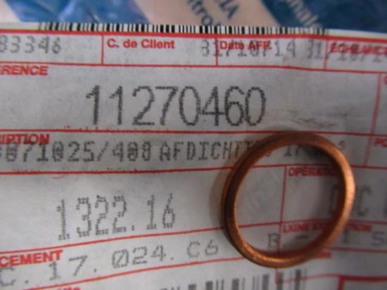 11270460 Pakkingring olieleiding 2.3 JTD