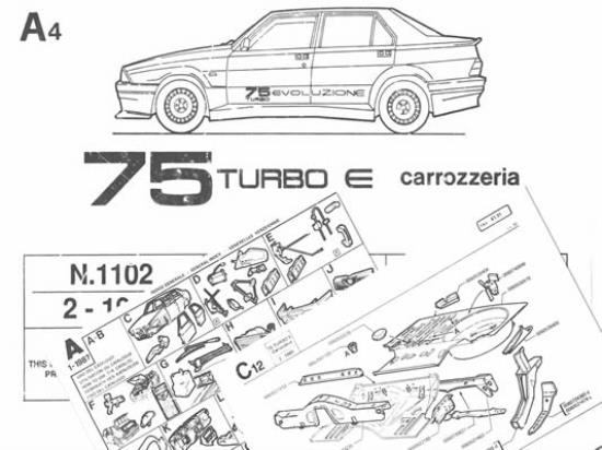 MF1102 - Onderdelen catalogus Carrosserie - Alfa Romeo 75 Turbo Evoluzione